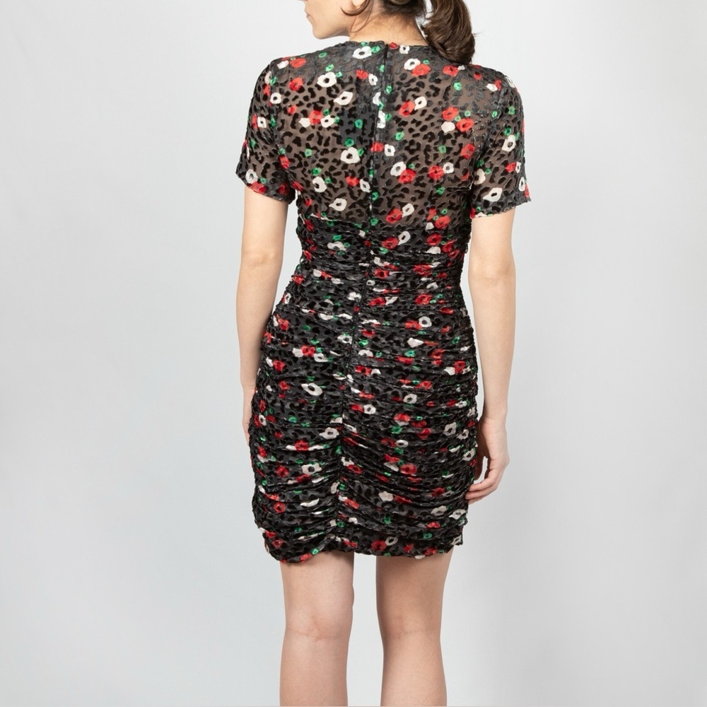 The Kooples Paris FLEUR NAÏVE BURNOUT Bodycon Ruching Dress Size French 3 US 8 - Picture 3 of 16